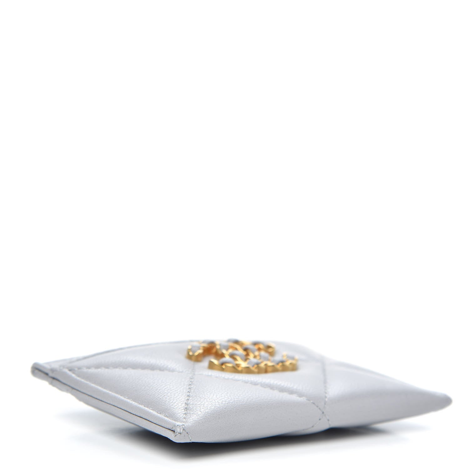 Chanel Shiny Goatskin Quilted 19 Card Holder Grey 4 of 9