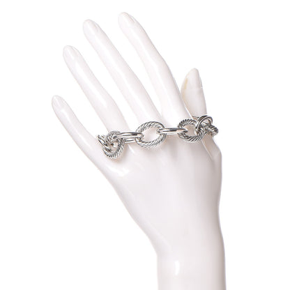 David Yurman Sterling Silver 18K Yellow Gold 19mm Extra Large Oval Link Bracelet 2 of 9