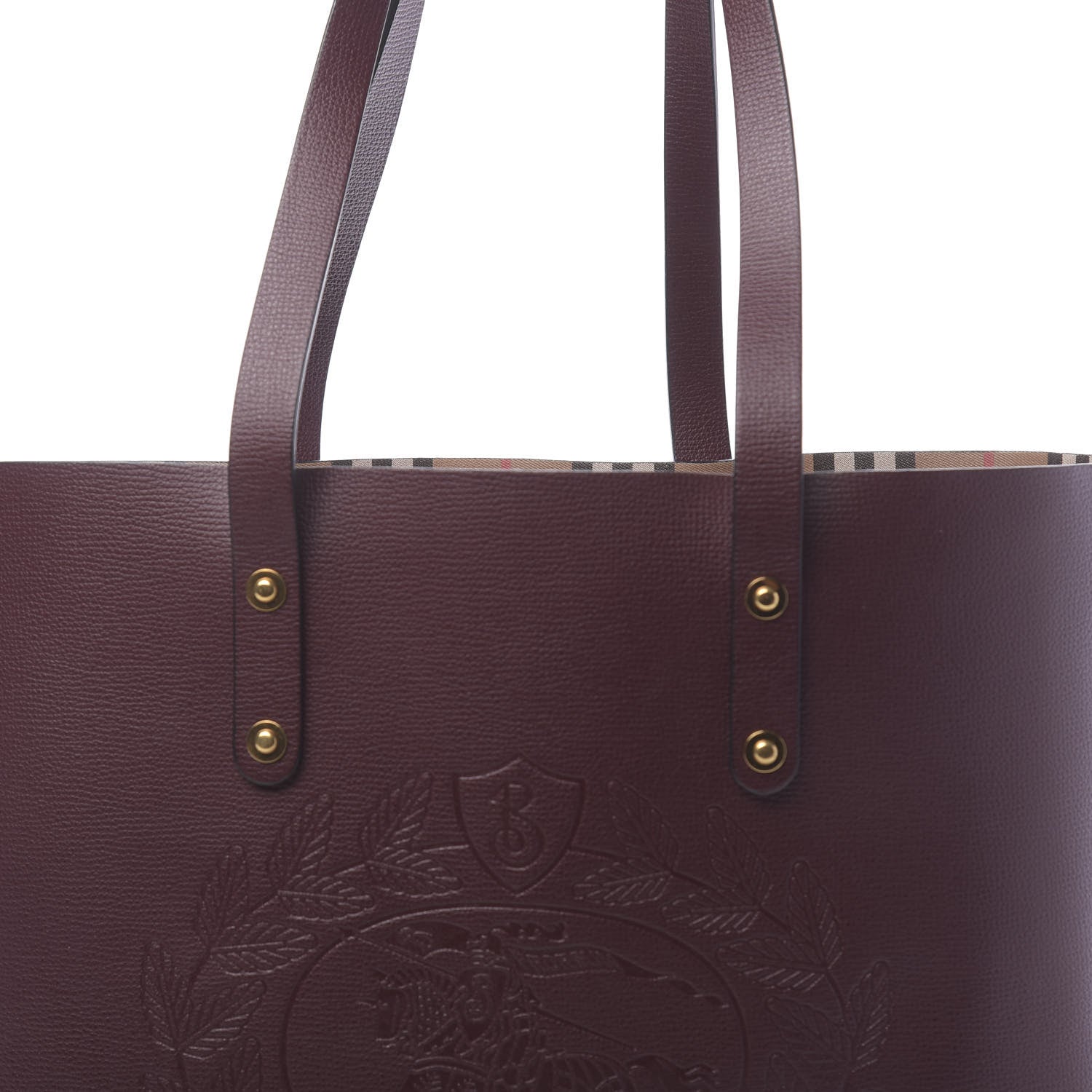 Burberry Calfskin Crest Embossed Small Tote Burgundy 9 of 9