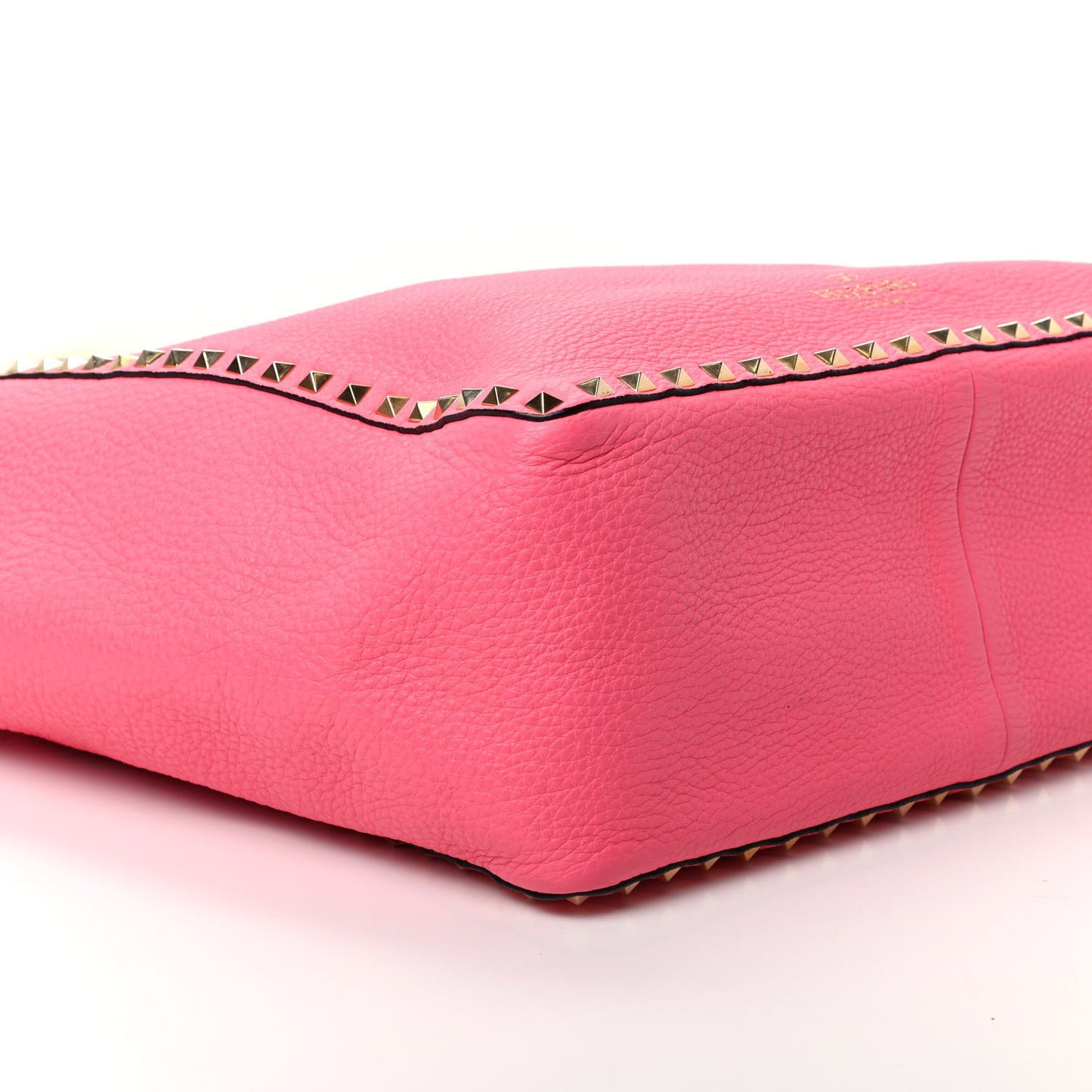 Grained Calfskin Large Rockstud Reversible Tote Pink Yellow
