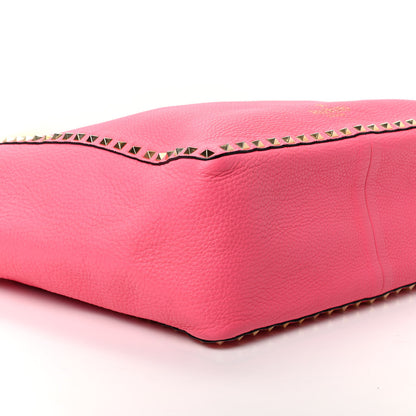 Valentino Garavani Grained Calfskin Large Rockstud Reversible Tote Pink Yellow 8 of 13