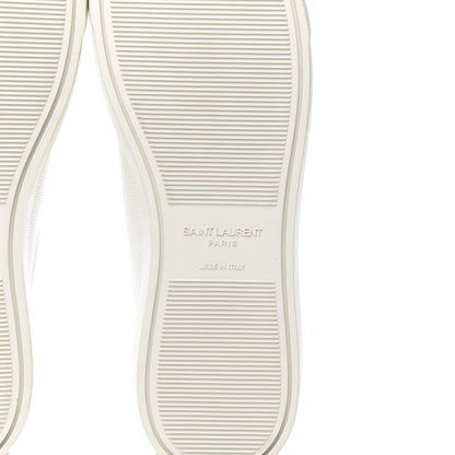 Saint Laurent Perforated Calfskin Glitter Andy Low Top Sneakers 37 White Red 6 of 9