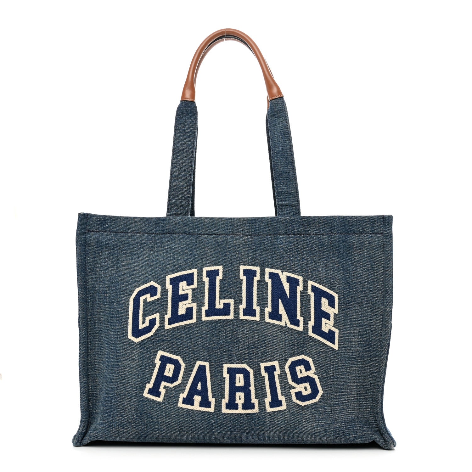 Celine Denim Large Thais Cabas Navy Tan 1 of 9