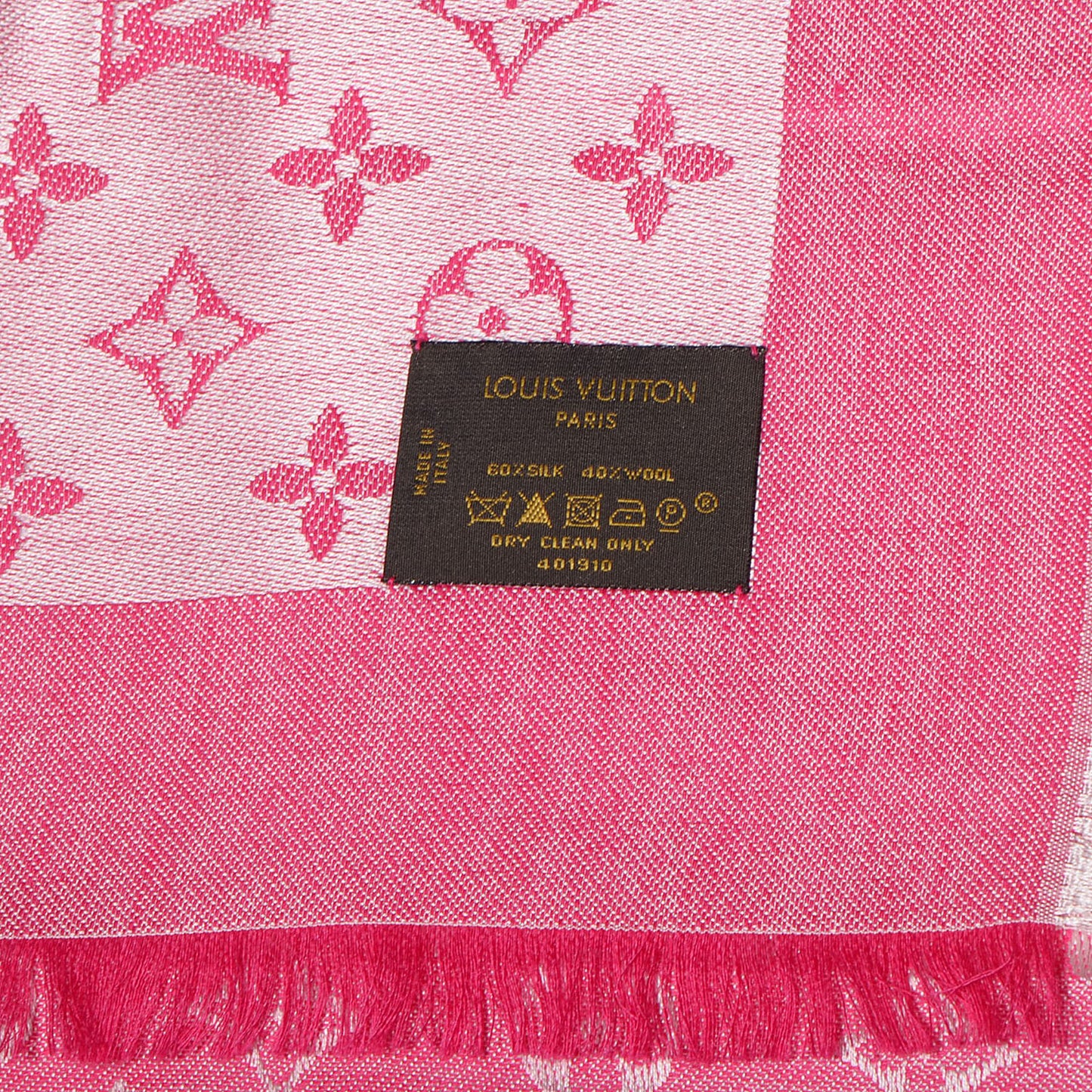 Wool Silk Monogram Denim Shawl Pivoine