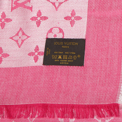Louis Vuitton Wool Silk Monogram Denim Shawl Pivoine 6 of 6
