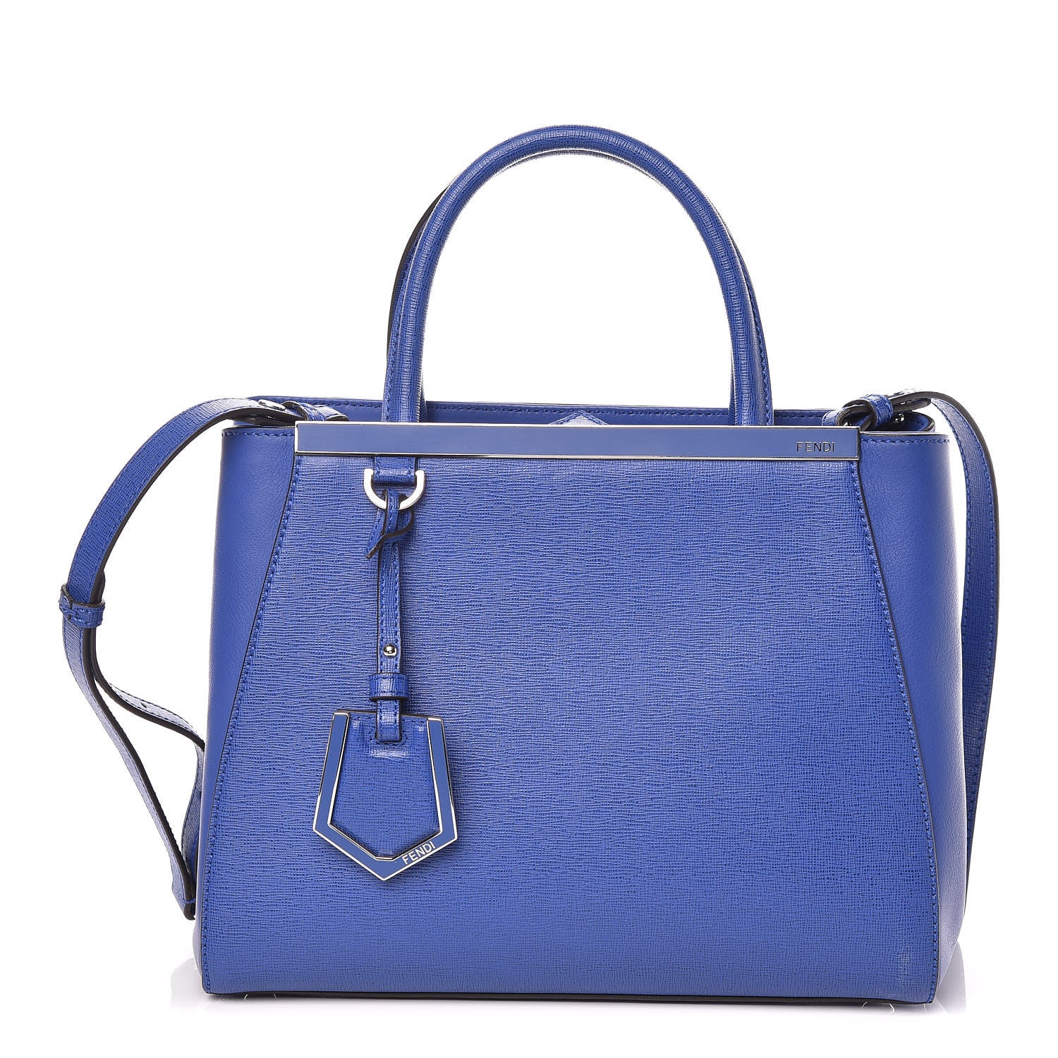 Fendi Vitello Elite Petite 2Jours Tote Blue Neon 1 of 11