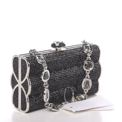 Judith Leiber Swarovski Crystal Cosmojet Minaudiere Clutch Black Silver 3 of 13