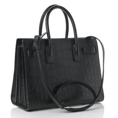 Saint Laurent Calfskin Crocodile Embossed Baby Sac De Jour Black 3 of 13