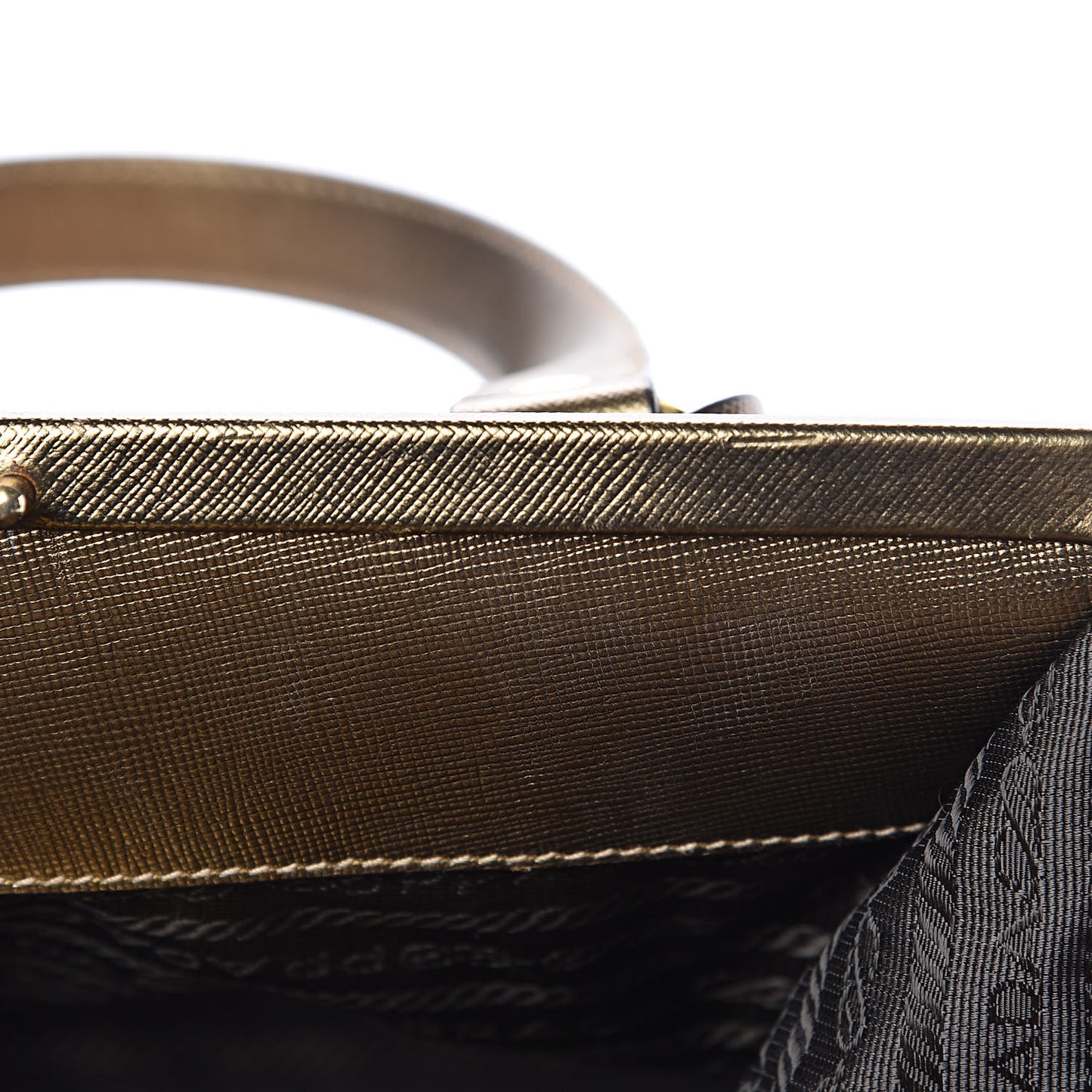 Metallic Saffiano Canvas Frame Bag Bronzo