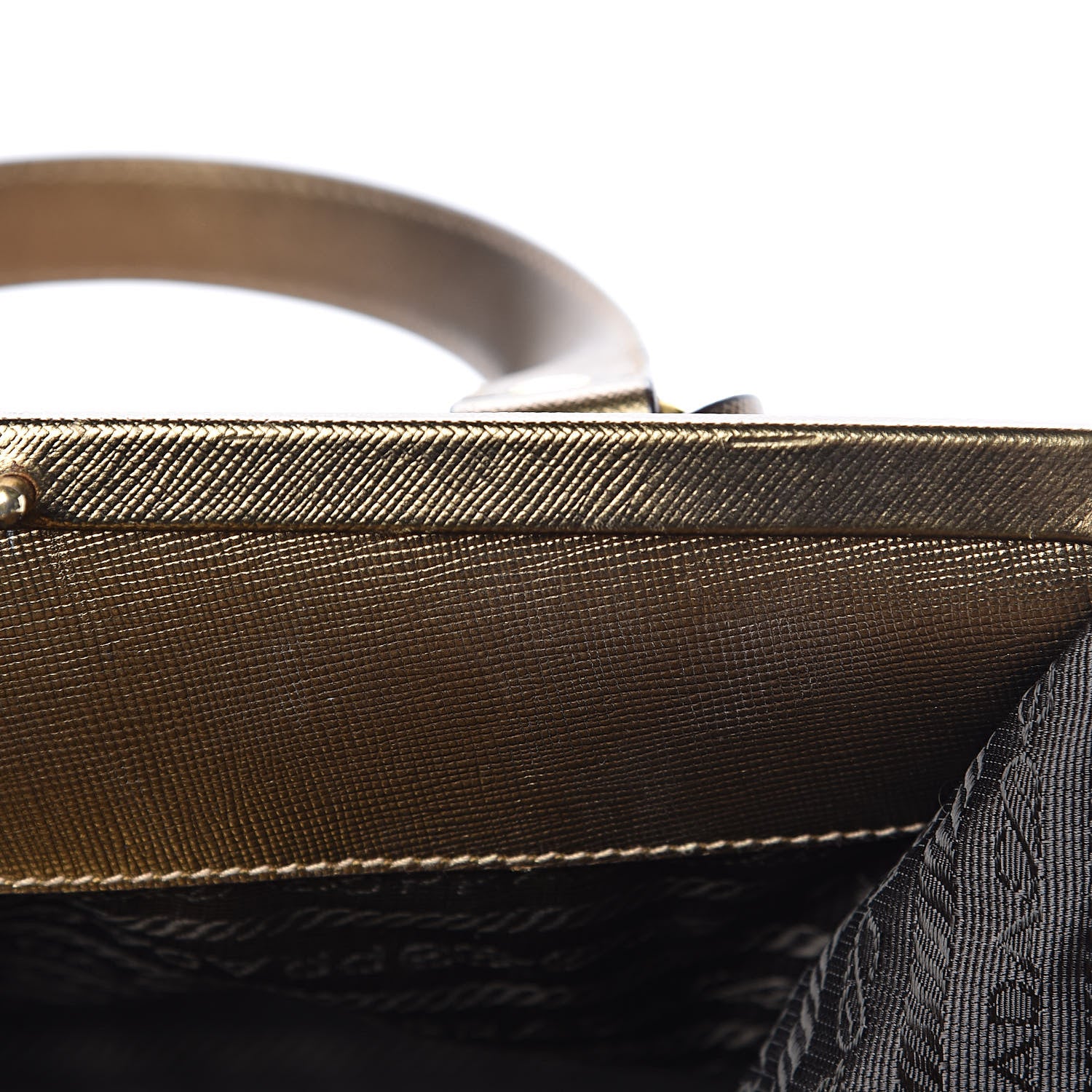 Prada Metallic Saffiano Canvas Frame Bag Bronzo 7 of 15