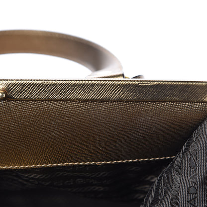 Prada Metallic Saffiano Canvas Frame Bag Bronzo 7 of 15