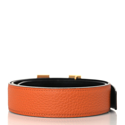 Hermes Box Togo 32mm Martelee H Belt 90 Black Orange 3 of 6