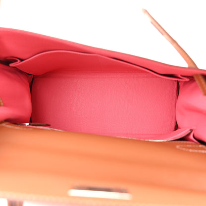 Hermes Evercolor Verso Kelly Retourne 28 Gold Rose Azalee 5 of 11