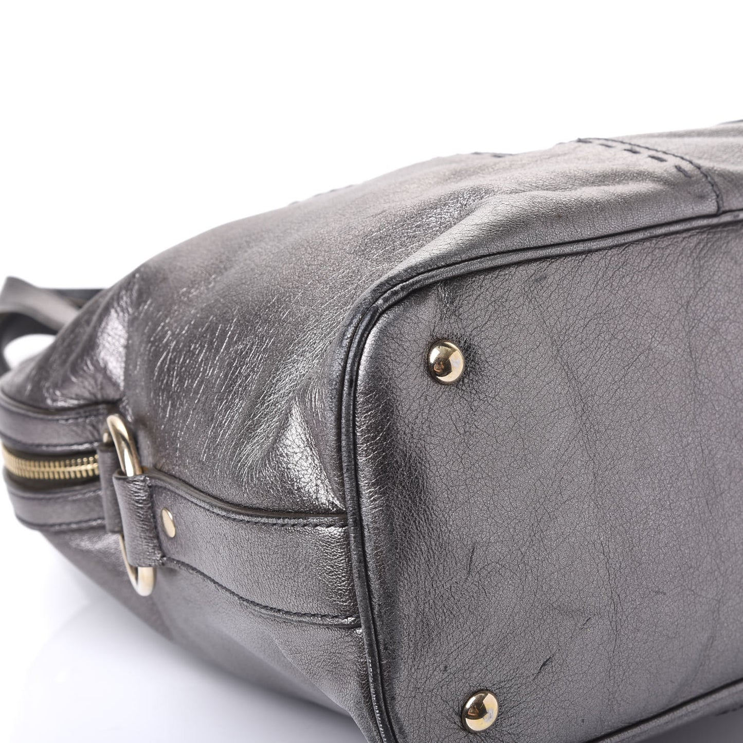 Metallic Calfskin Oversized Muse Silver