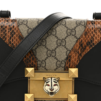 Gucci Nappa Elaphe GG Supreme Monogram Medium Osiride Shoulder Bag Black Bright Cuir Beige Ebony 8 of 15