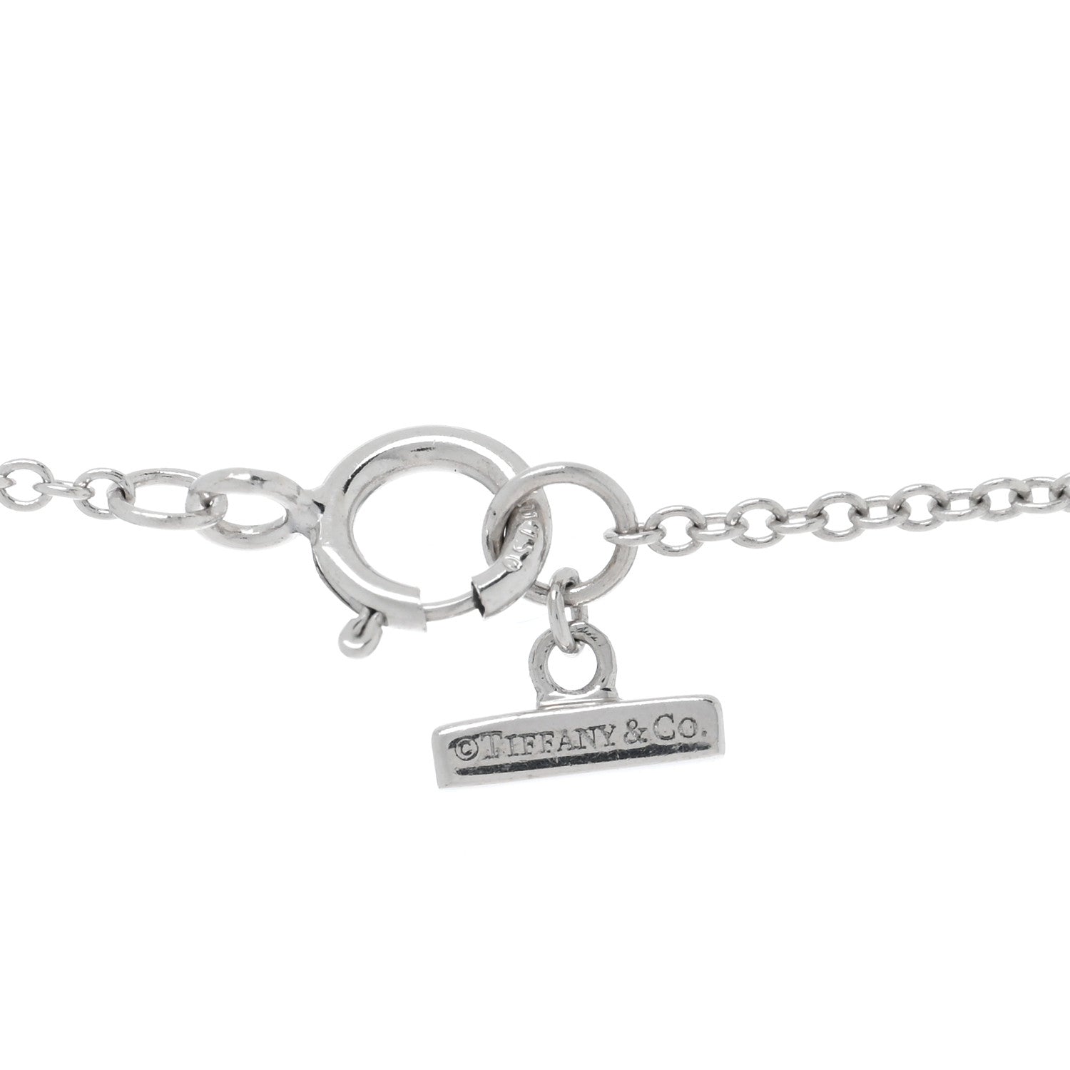 Tiffany 18K White Gold Diamond Pink Opal T Circle Pendant Necklace 4 of 5