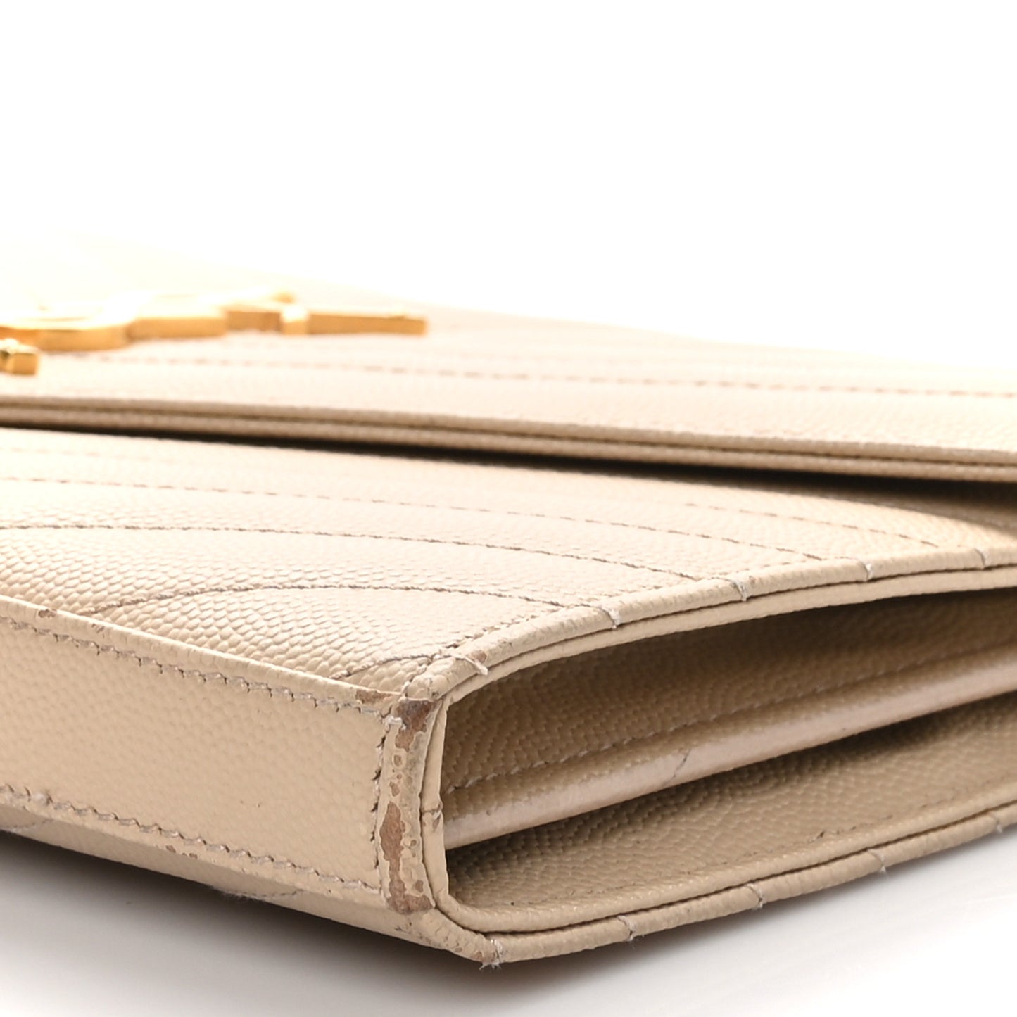 Grain De Poudre Matelasse Chevron Monogram Chain Wallet Dark Latte