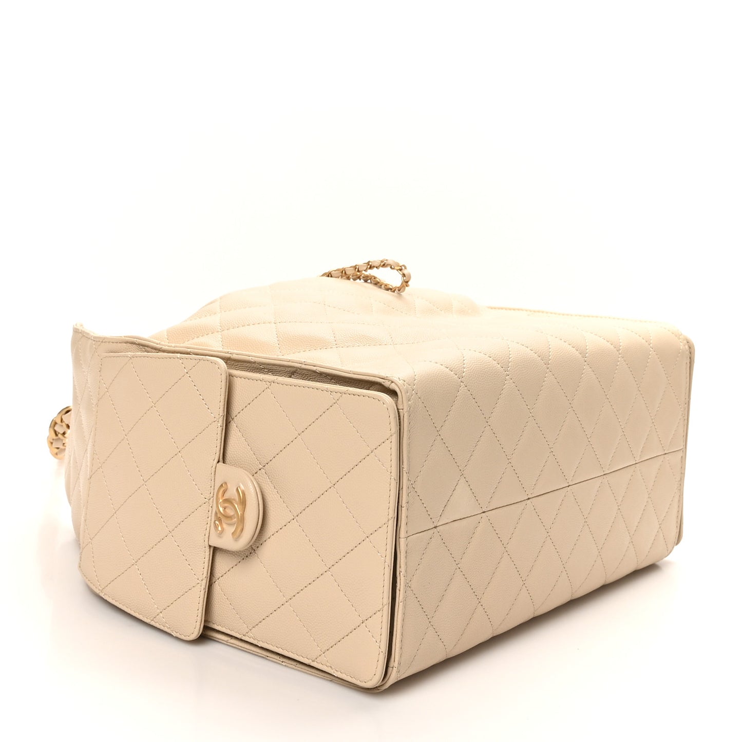 Caviar Quilted Medium Chanel 25 Handbag Beige
