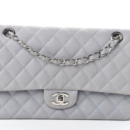 Chanel Iridescent Caviar Quilted Medium Double Flap Light Grey 8 of 15