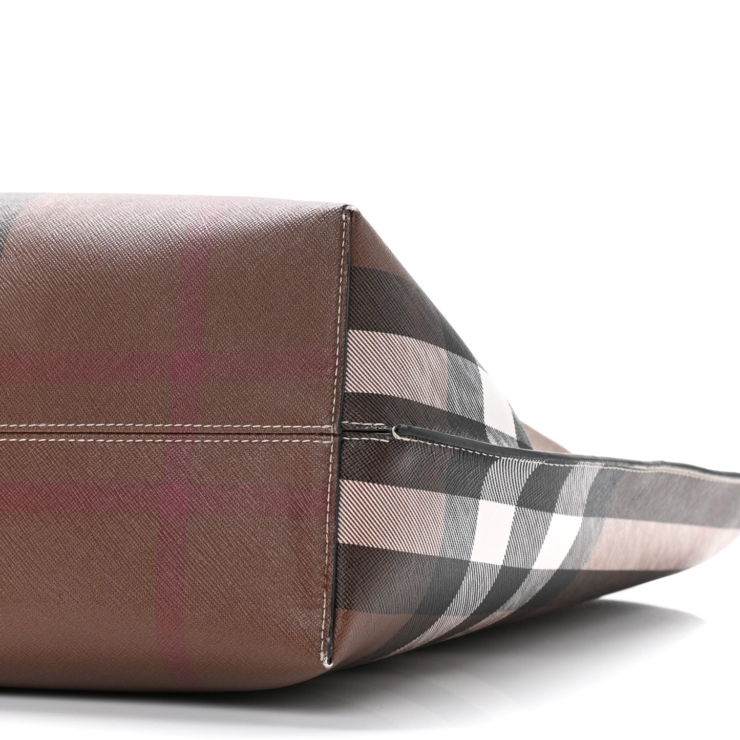 E-Canvas Check Medium Tote Dark Birch Brown