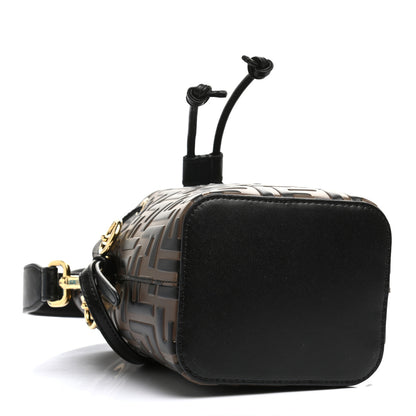 Fendi Vitello Liberty F is Fendi Bi-Color FF 1974 Embossed Mini Mon Tresor Bucket Bag Maya Black 4 of 10