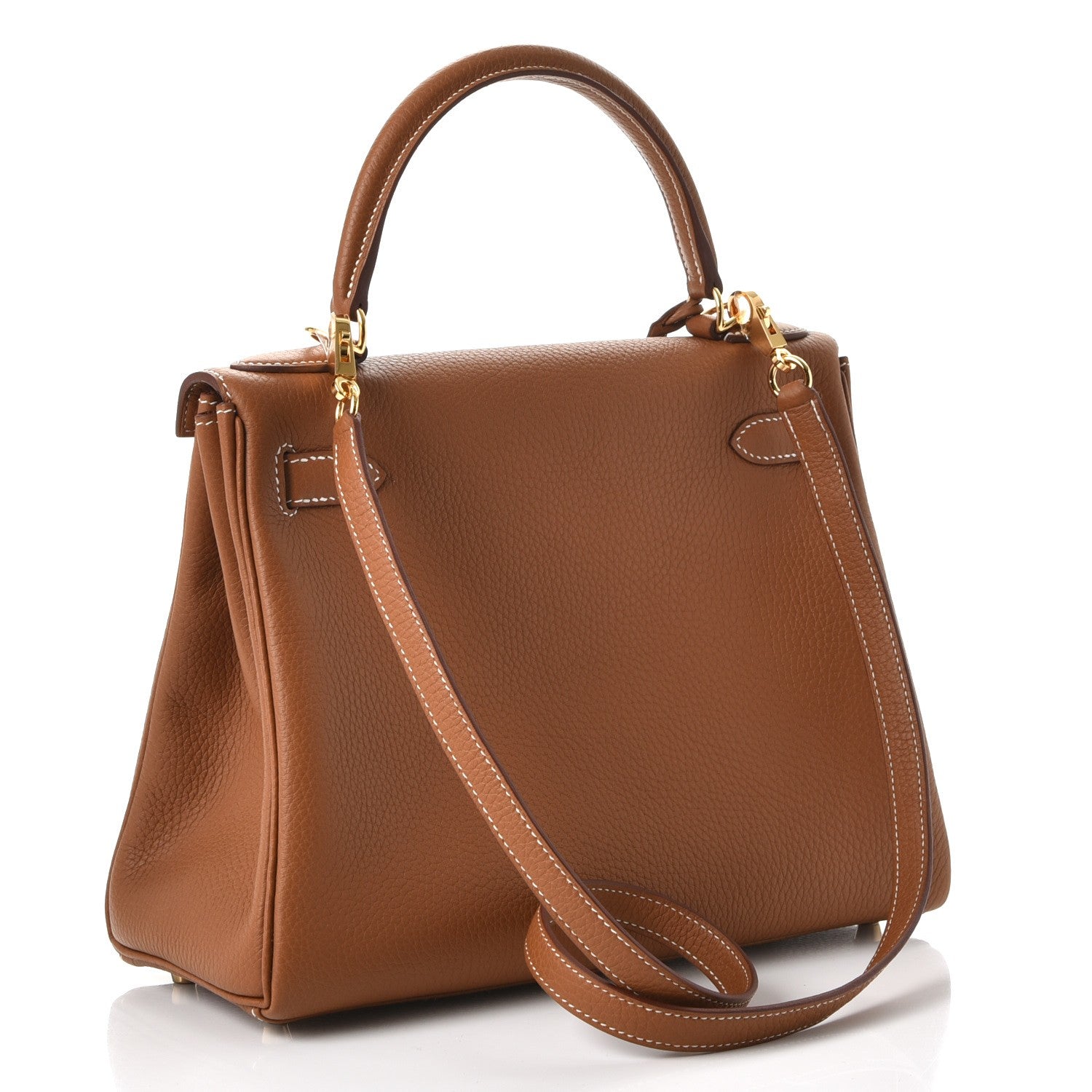 Hermes Taurillon Clemence Retourne Horseshoe Kelly 28 Gold 4 of 40