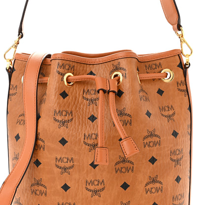 MCM Visetos Medium Dessau Drawstring Bucket Bag Cognac 8 of 13