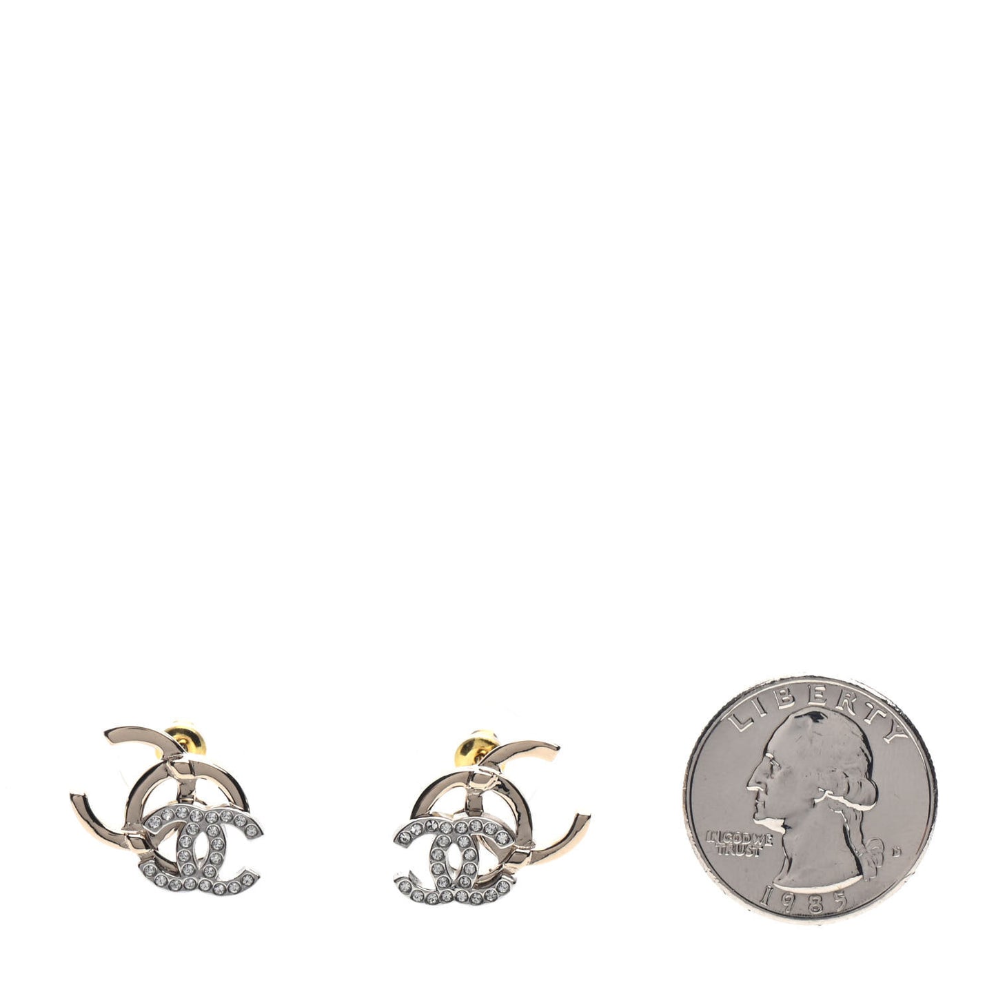 Crystal Double CC Earrings Gold Silver