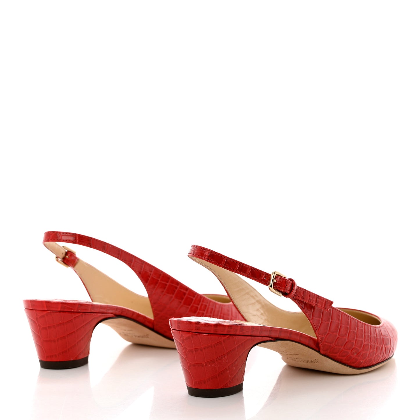 Calfskin Crocodile Embossed Slingback Gemma Pumps 35.5 Red
