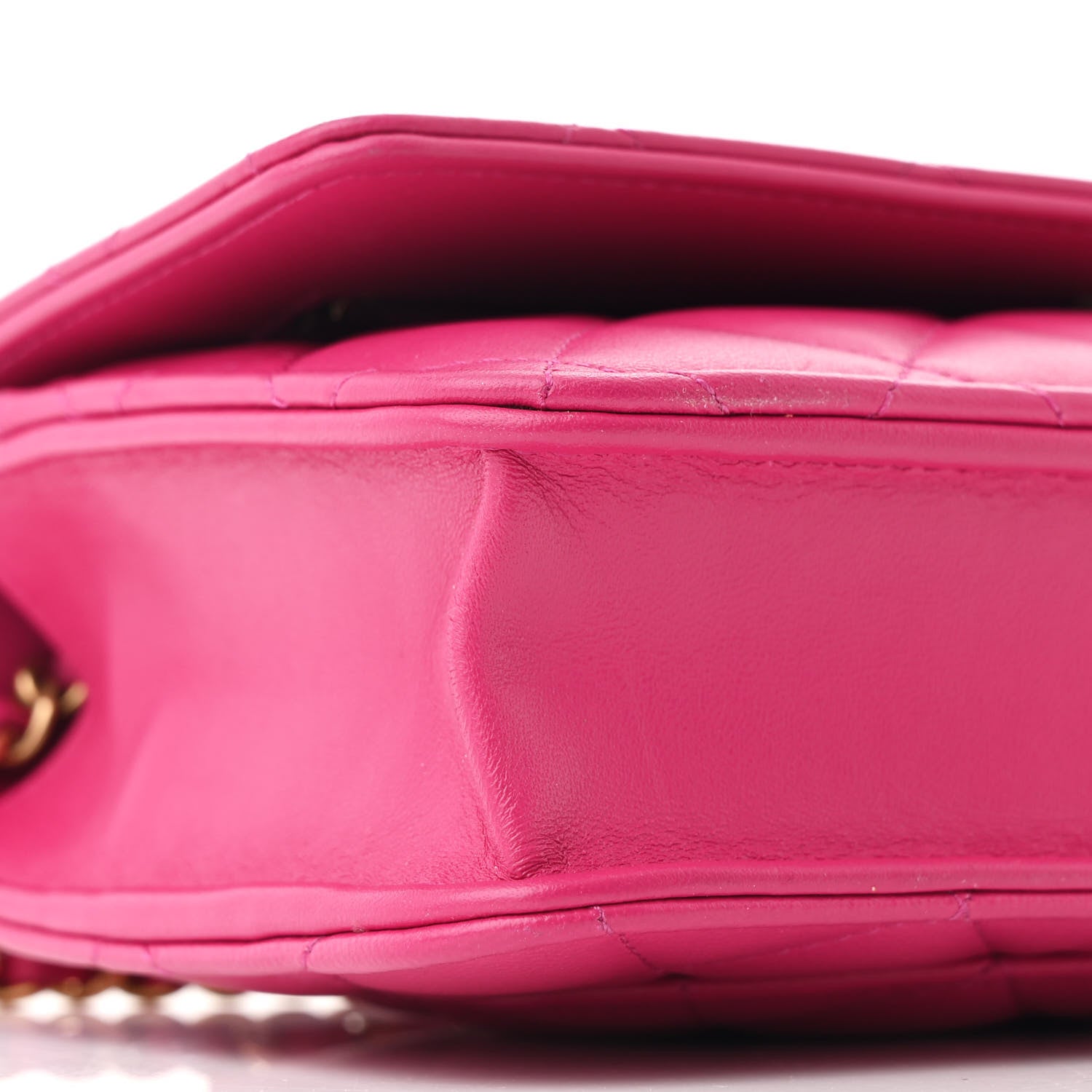 Chanel Lambskin Quilted Studded CC Wallet On Chain WOC Dark Pink 10 of 12