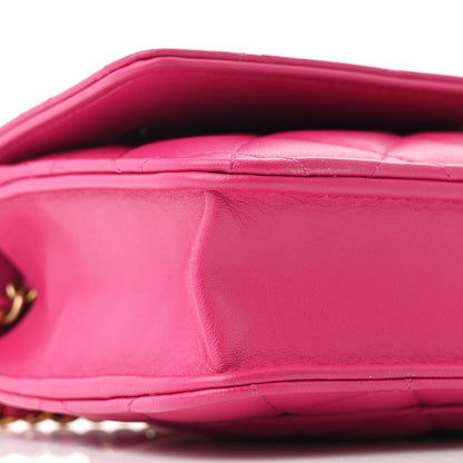 Chanel Lambskin Quilted Studded CC Wallet On Chain WOC Dark Pink 10 of 12