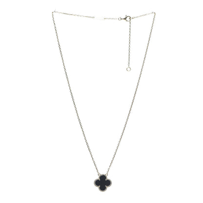 Van Cleef & Arpels 18K Yellow Gold Black Onyx Vintage Alhambra Pendant Necklace 2 of 5