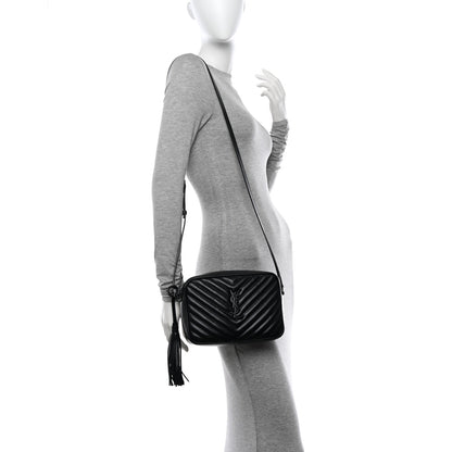 Saint Laurent Calfskin Matelasse Monogram Monochrome Lou Camera Bag Black 3 of 12