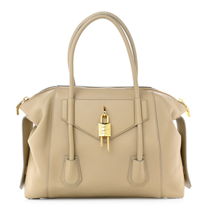 Givenchy Smooth Calfskin Medium Antigona Lock Duffle Bag Beige 1 of 10