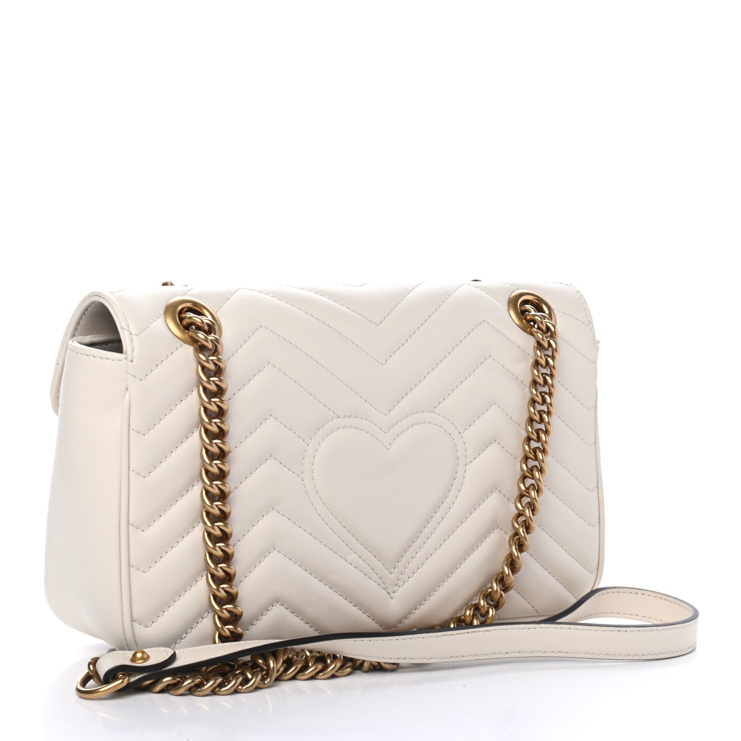Calfskin Matelasse Small GG Marmont Shoulder Bag White