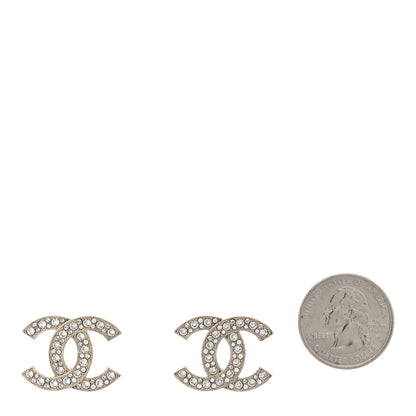 Chanel Metal Crystal CC Earrings Gold 2 of 4