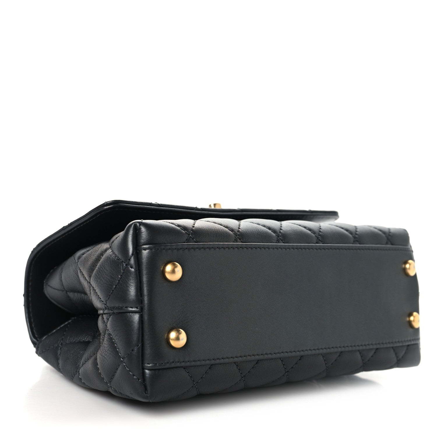 Chanel Calfskin Strass Quilted Mini Coco Handle Flap Dark Silver 4 of 10