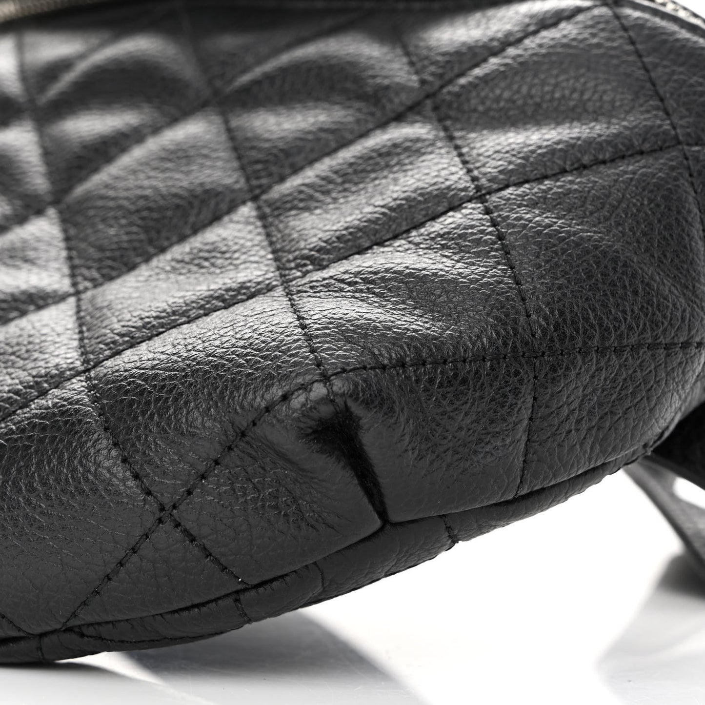 Grained Calfskin Quilted Waist Belt Bag Black
