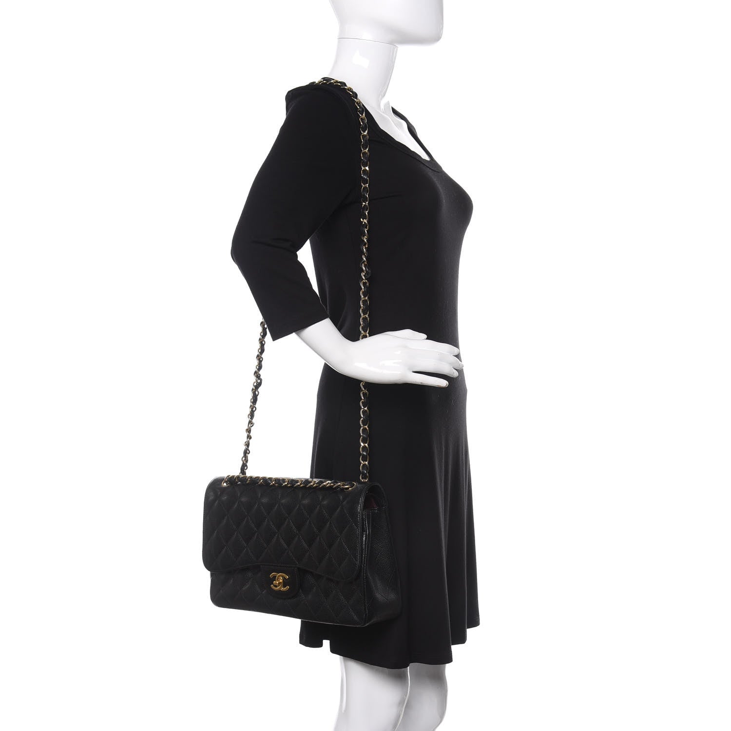 Chanel Caviar Quilted Jumbo Double Flap Black 2 of 9
