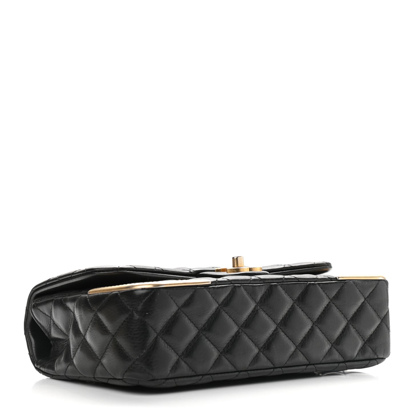 Calfskin Quilted Rock The Corner Flap Black
