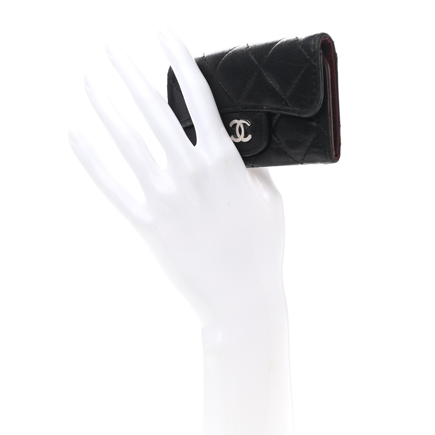 Chanel Lambskin Quilted 6 Key Holder Black 2 of 8