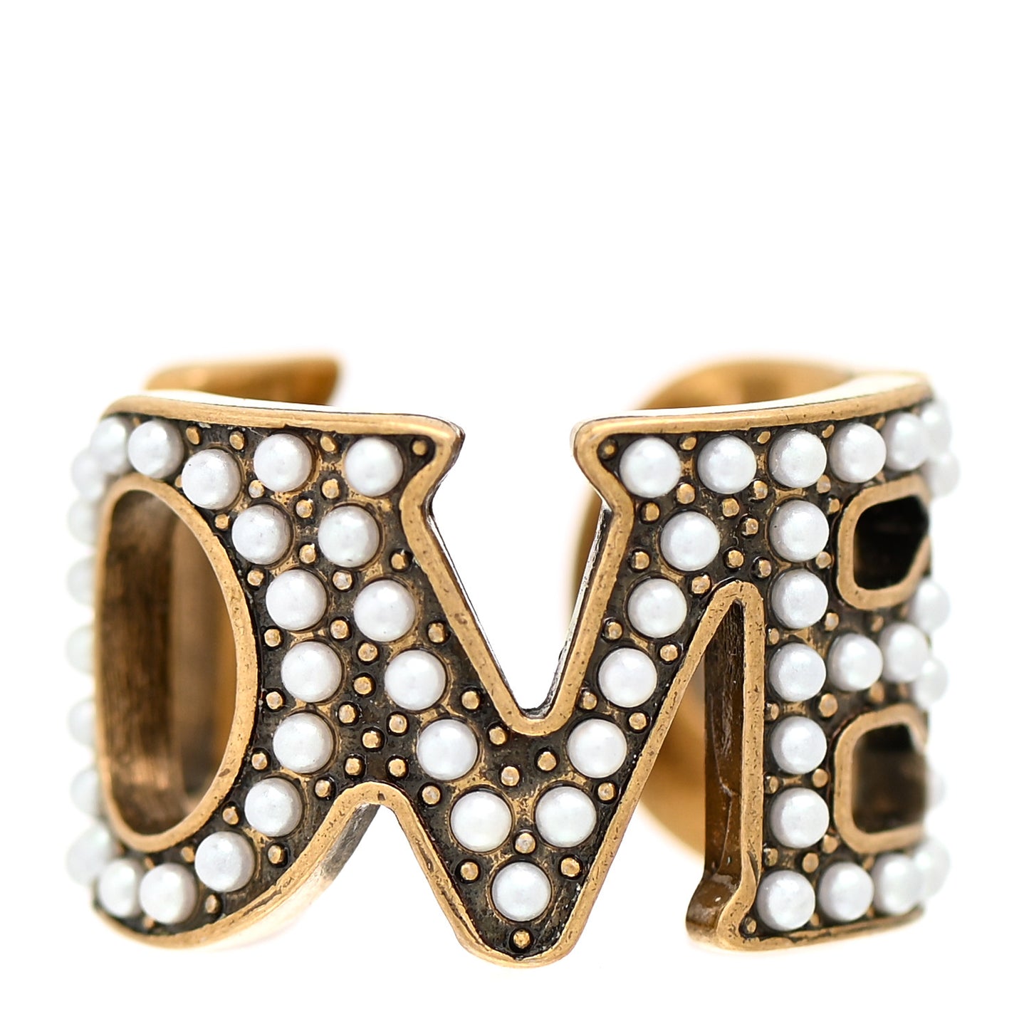 Metal Pearl Loved Ring S Aged Gold