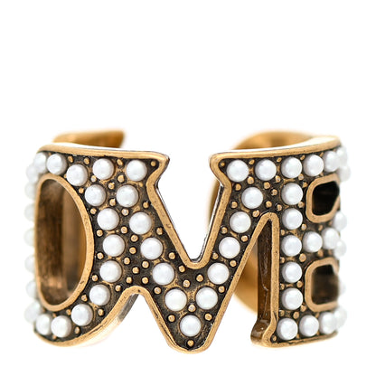 Gucci Metal Pearl Loved Ring S Aged Gold 1 of 6