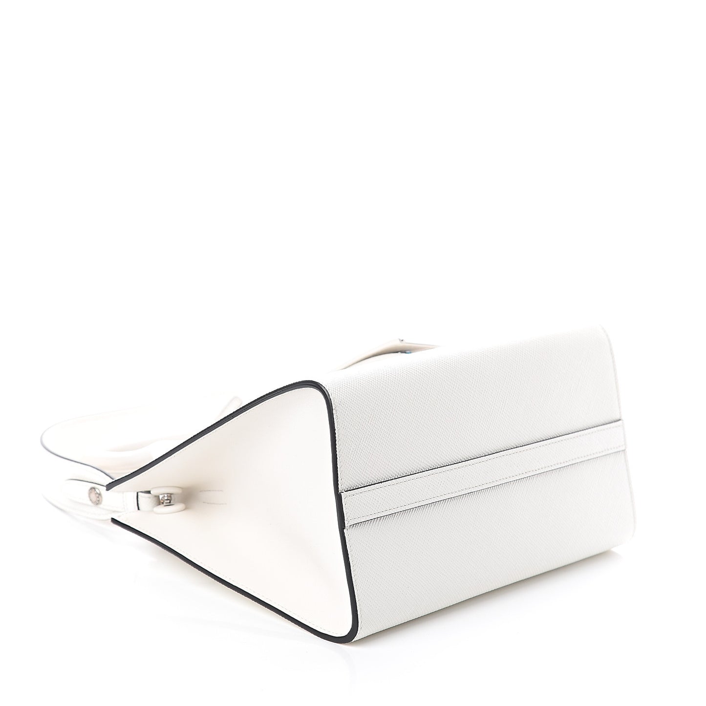 Saffiano Cuir Calfskin Small Monochrome Top Handle Tote White