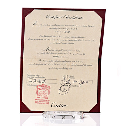 Cartier 18K White Gold LOVE Bracelet 17 6 of 6
