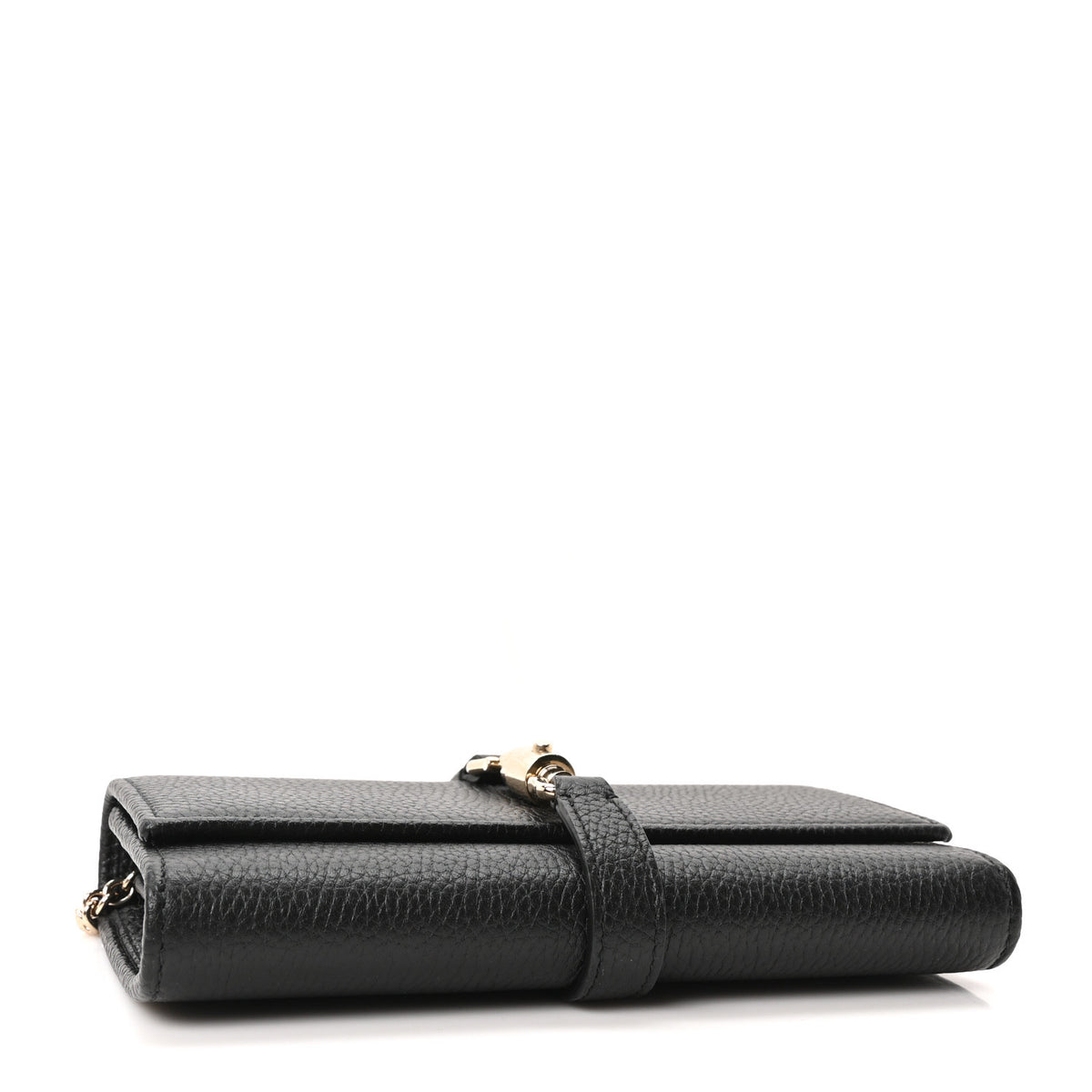 Pebbled Calfskin Jackie 1961 Chain Wallet Black