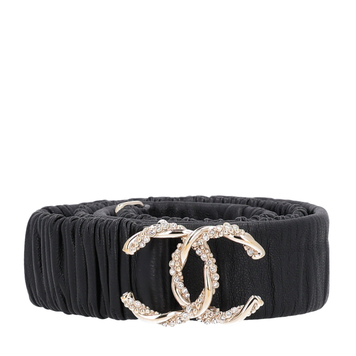 Chanel Lambskin Crystal CC Belt 90 36 Black 1 of 4