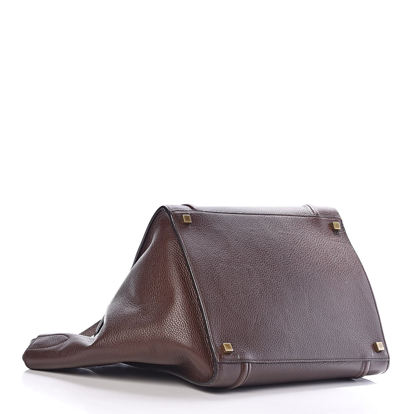 Shiny Grained Calfskin Medium Phantom Luggage Brown