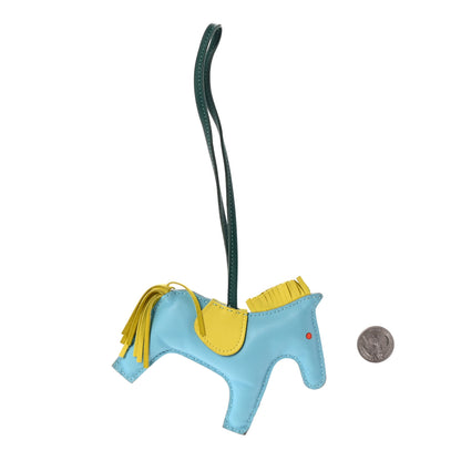 Hermes Milo Lambskin Grigri Rodeo Horse Bag Charm GM Bleu Celeste Lime Malachite 2 of 4
