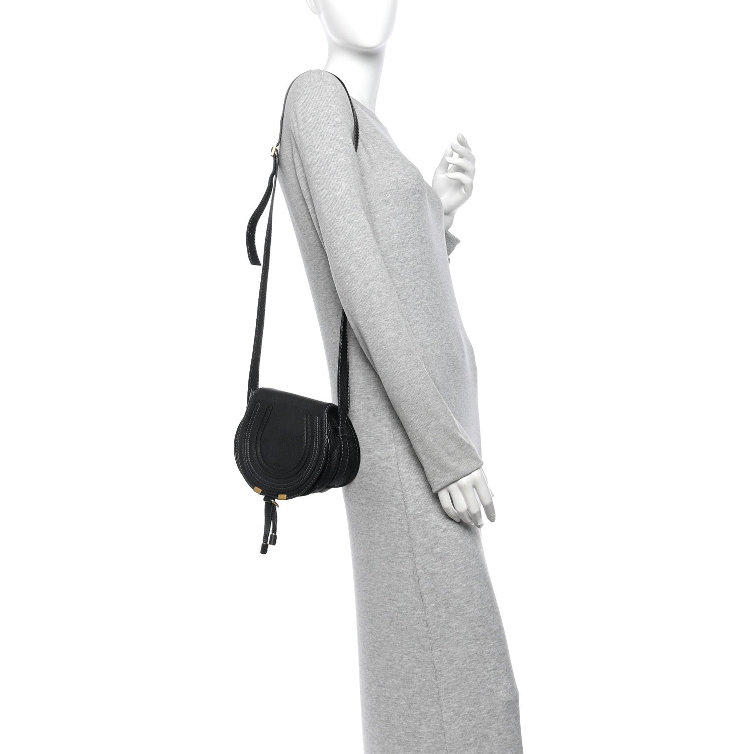 Chloe Grained Calfskin Small Marcie Saddle Bag Black 2 of 15